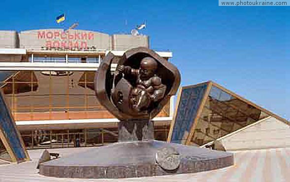 City Odesa. Marine station, monument Gold Child Odesa Region Ukraine photos