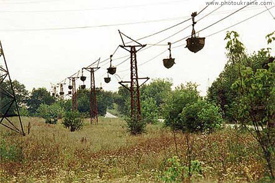 Town Lysychansk. Longest industrial cable car of Europe Luhansk Region Ukraine photos