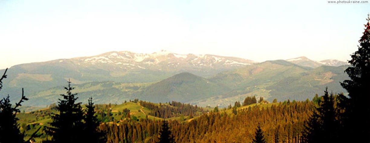 Yablunytskui Pass. Mountain-range Svidovets Zakarpattia Region panorama   photo ukraine