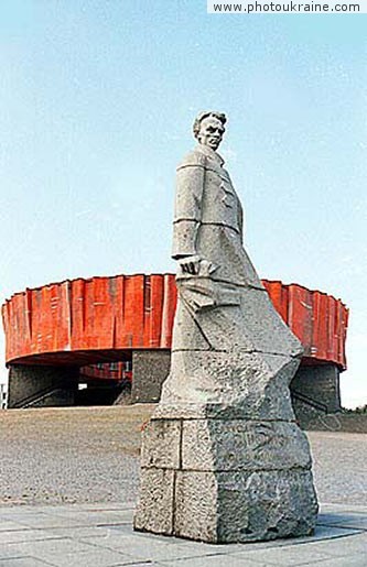 Town Shepetivka. Monument to Nicholas Ostrovskyi and museum house Khmelnytskyi Region Ukraine photos