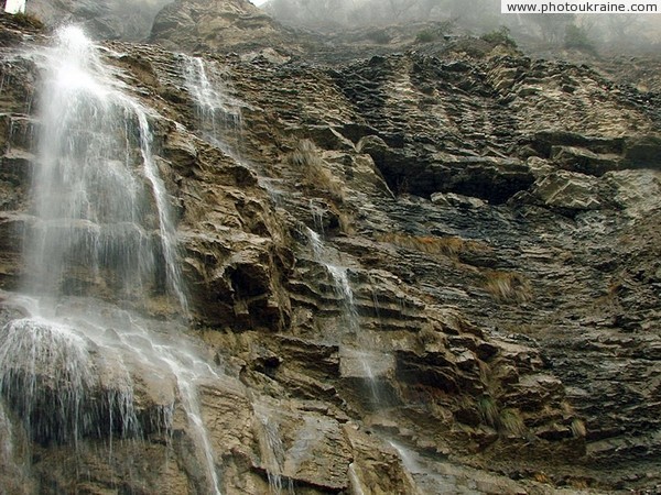 Fragment of waterfall Uchansu Autonomous Republic of Crimea Ukraine photos
