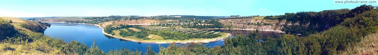 Village Ustia. River Smotrych valley Khmelnytskyi Region panorama   photo ukraine