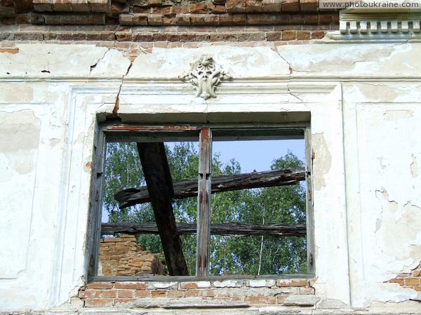 Snizhna. Detail of outside decor of manor house Vinnytsia Region Ukraine photos