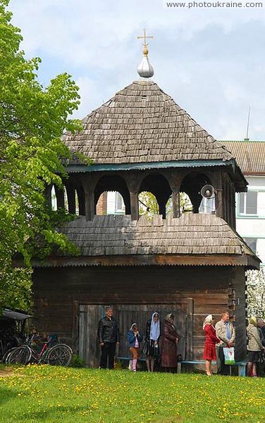 Holoby. Wooden belfry of George church Volyn Region Ukraine photos
