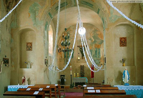 Holoby. Sad interior of St Michael church Volyn Region Ukraine photos