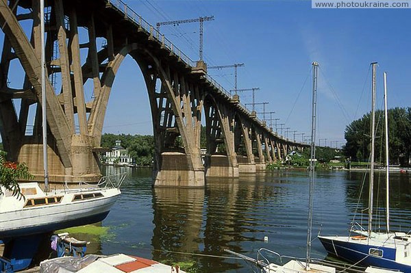 Dnipropetrovsk. Yacht club is huddled under bridge Dnipropetrovsk Region Ukraine photos