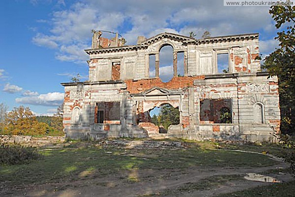 Deneshi. Skeleton of front facade of estate house Zhytomyr Region Ukraine photos