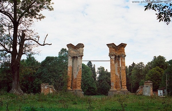 Ivnytsia. Ruins of front gate of estate Zhytomyr Region Ukraine photos