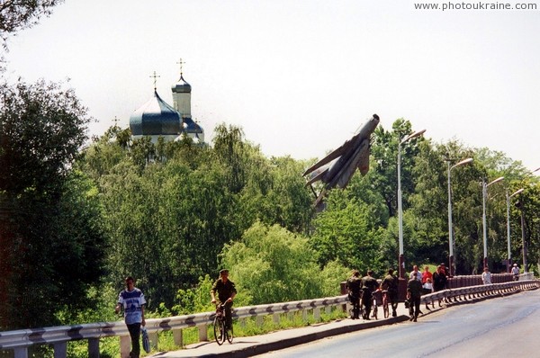 Novograd-Volynskyi. On bridge across river Sluch Zhytomyr Region Ukraine photos