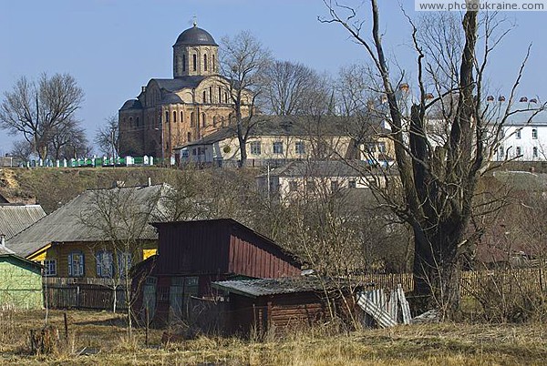 Ovruch. Church of St. Basil on shore of Noryn Zhytomyr Region Ukraine photos
