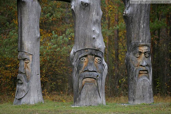 Radomyshl. Carved keepers of city Zhytomyr Region Ukraine photos