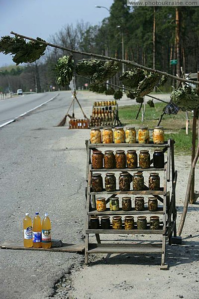 Roadside trade in goods Polisia Zhytomyr Region Ukraine photos