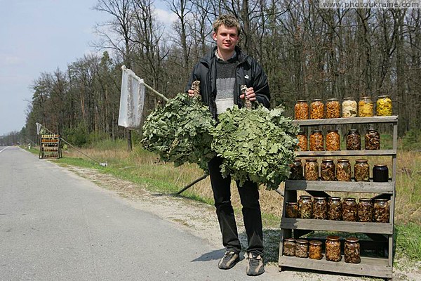 Merchant with his goods Zhytomyr Region Ukraine photos