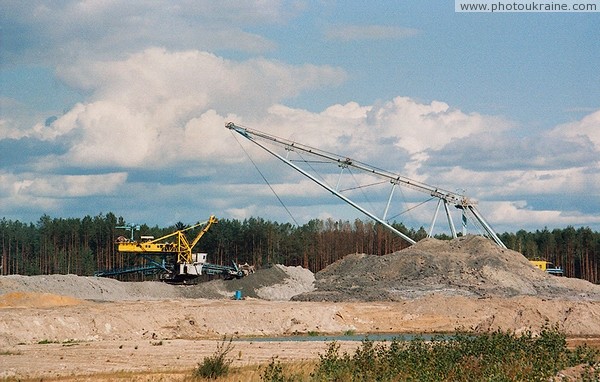 Brown coal mining in valley of river Irsha Zhytomyr Region Ukraine photos