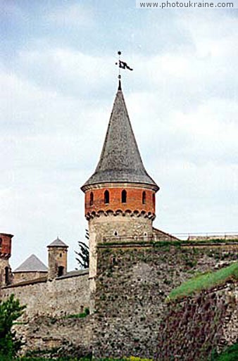 Town Kamianets-Podilskyi. Fortress, Rozhanka tower Khmelnytskyi Region Ukraine photos