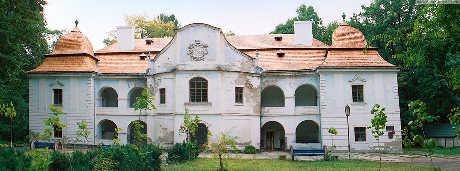 Vynogradiv. Front facade of palace Pereni Zakarpattia Region Ukraine photos
