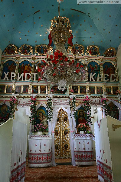 Deshkovtysia. Interior of Church of Intercession Zakarpattia Region Ukraine photos