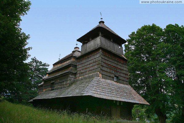 Kostryna. Holy Protection church and bell tower Zakarpattia Region Ukraine photos