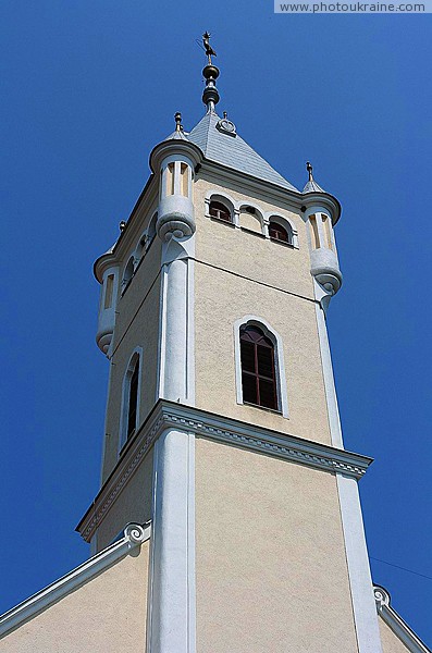 Mukacheve. Calvinist church belfry Zakarpattia Region Ukraine photos