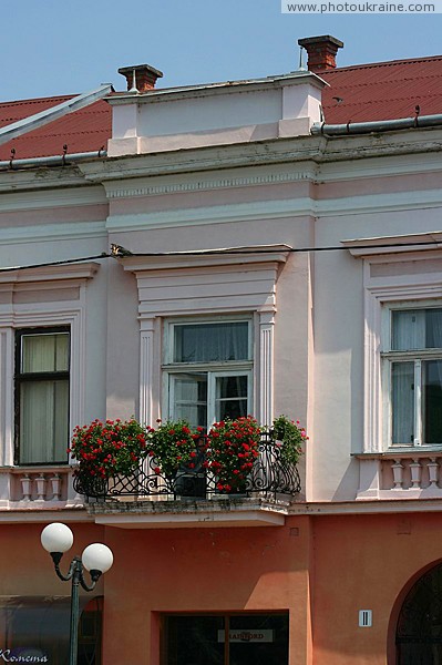 Mukacheve. Urban balcony with flowers Zakarpattia Region Ukraine photos