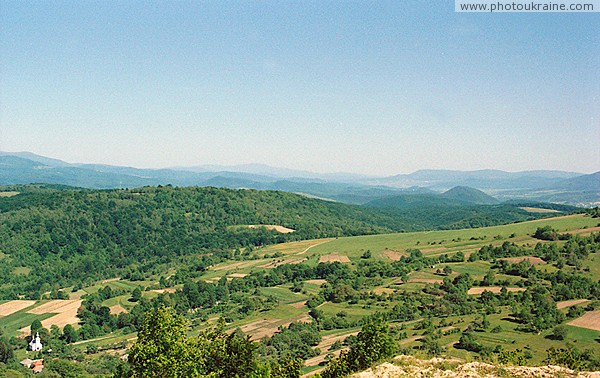 Novoselytsia. Volcanic Carpathians on horizon Zakarpattia Region Ukraine photos