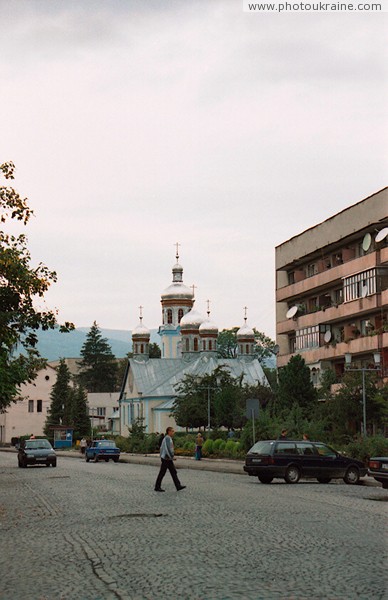 Svaliava. Central street of city Zakarpattia Region Ukraine photos