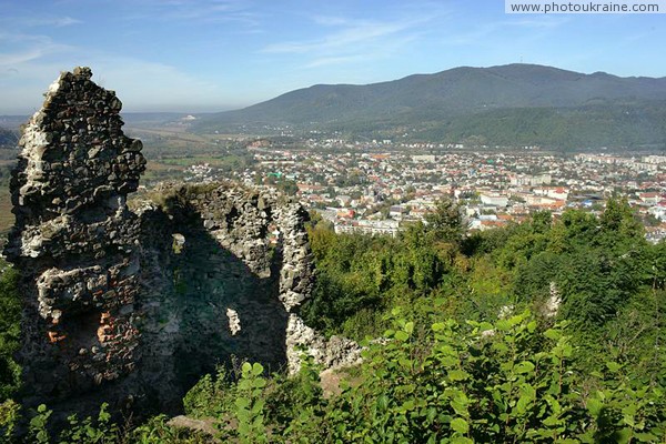 Hust. View of city from ruins of castle Hust Zakarpattia Region Ukraine photos