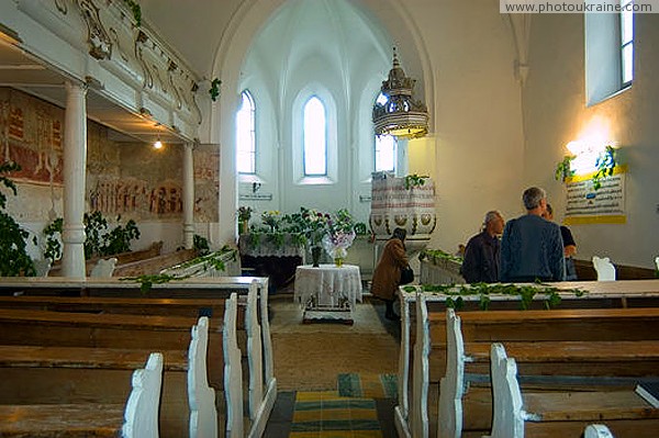 Hust. Interior of Lutheran Church Saint Elizabeth Zakarpattia Region Ukraine photos