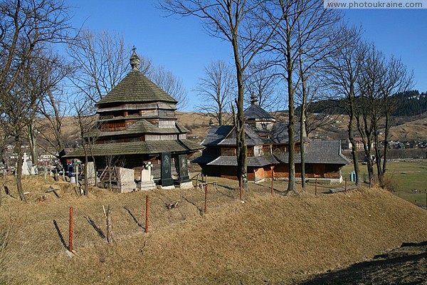 Yasinia. Church of Ascension of Christ and bell tower Zakarpattia Region Ukraine photos