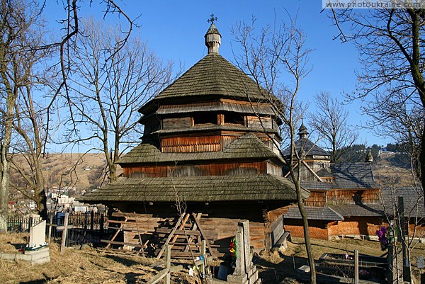 Yasinia. Bell tower of church Strukivska Zakarpattia Region Ukraine photos