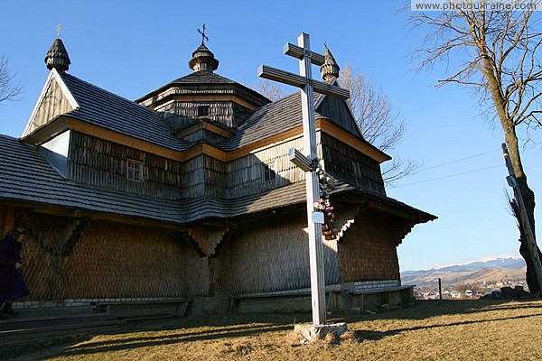 Yasinia. Cross near church Strukivska Zakarpattia Region Ukraine photos