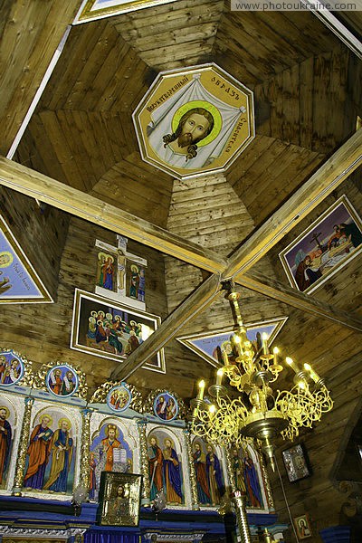 Yasinia. Under arch of Church of Ascension of Christ Zakarpattia Region Ukraine photos