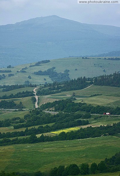 Picturesque surroundings of Carpathian mountain roads Zakarpattia Region Ukraine photos