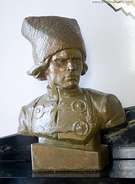 Guliaypole. Museum bust of Nestor Makhno Zaporizhzhia Region Ukraine photos