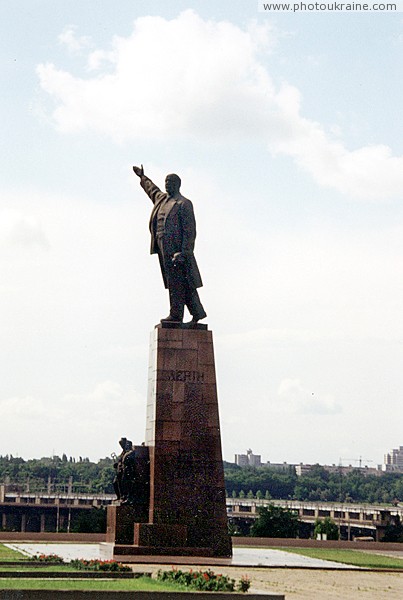 Zaporizhzhia. Monument Lenin on Dnieper banks Zaporizhzhia Region Ukraine photos