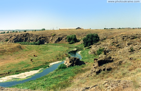 Mykolaivka. Picturesque bend of river Berda Zaporizhzhia Region Ukraine photos