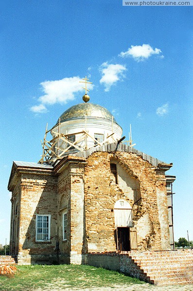 Prymorsk. Repair of front facade of Trinity church Zaporizhzhia Region Ukraine photos