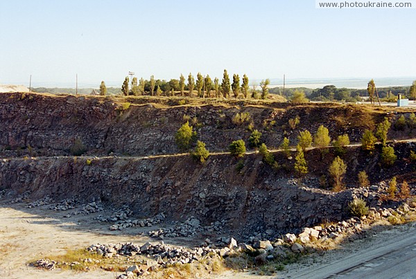 Trudove. Sloping entry into granite quarry Zaporizhzhia Region Ukraine photos