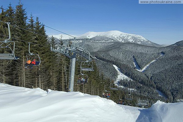 Bukovel. One of the 13 four-chair lifts of the resort Ivano-Frankivsk Region Ukraine photos