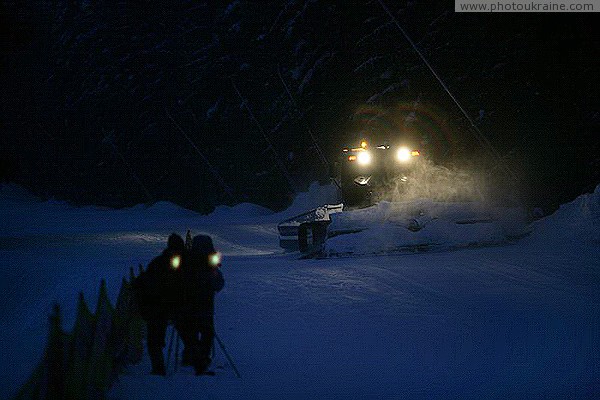 Bukovel. Night skiing preparation Ivano-Frankivsk Region Ukraine photos