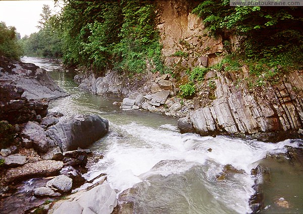 Kosiv. Waterfall Kosivsky Guk on the river Rybnitsa Ivano-Frankivsk Region Ukraine photos