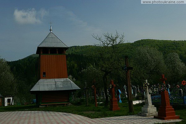 Sheshory. Bell tower and cemetery near the church of St. Paraskeva Ivano-Frankivsk Region Ukraine photos