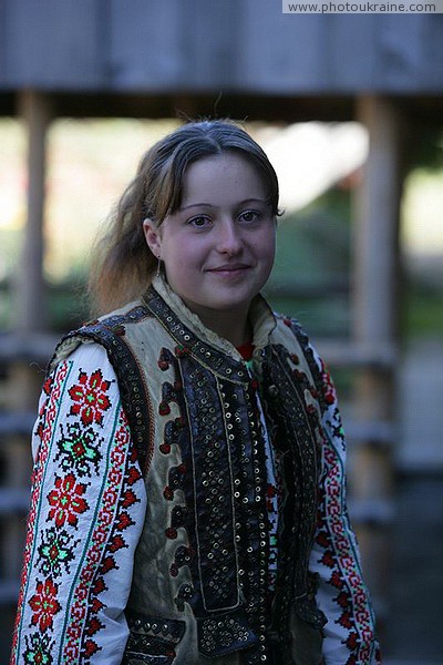 Yablunytskyi pass. Hutsulka in national costume Ivano-Frankivsk Region Ukraine photos
