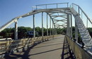 Dnipropetrovsk. Pedestrian bridge to Monastery island , Dnipropetrovsk Region, Cities 
