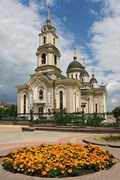 Donetsk. Holy Transfiguration Cathedral and flowers, Donetsk Region, Churches 