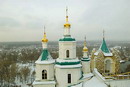 Sviatogirska lavra. Nicholas church and St. Andrew's chapel in winter, Donetsk Region, Monasteries 