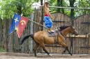 Zaporizhzhia. Horse theatre  fearlessly standing on the horse, Zaporizhzhia Region, Cities 