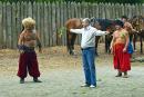 Zaporizhzhia. Horse theatre  brave man from audience, Zaporizhzhia Region, Cities 