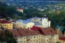 Kosiv. View of the building of Museum and Tax from the Kosiv mountain, Ivano-Frankivsk Region, Cities 