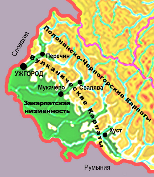 Карта карпат горы